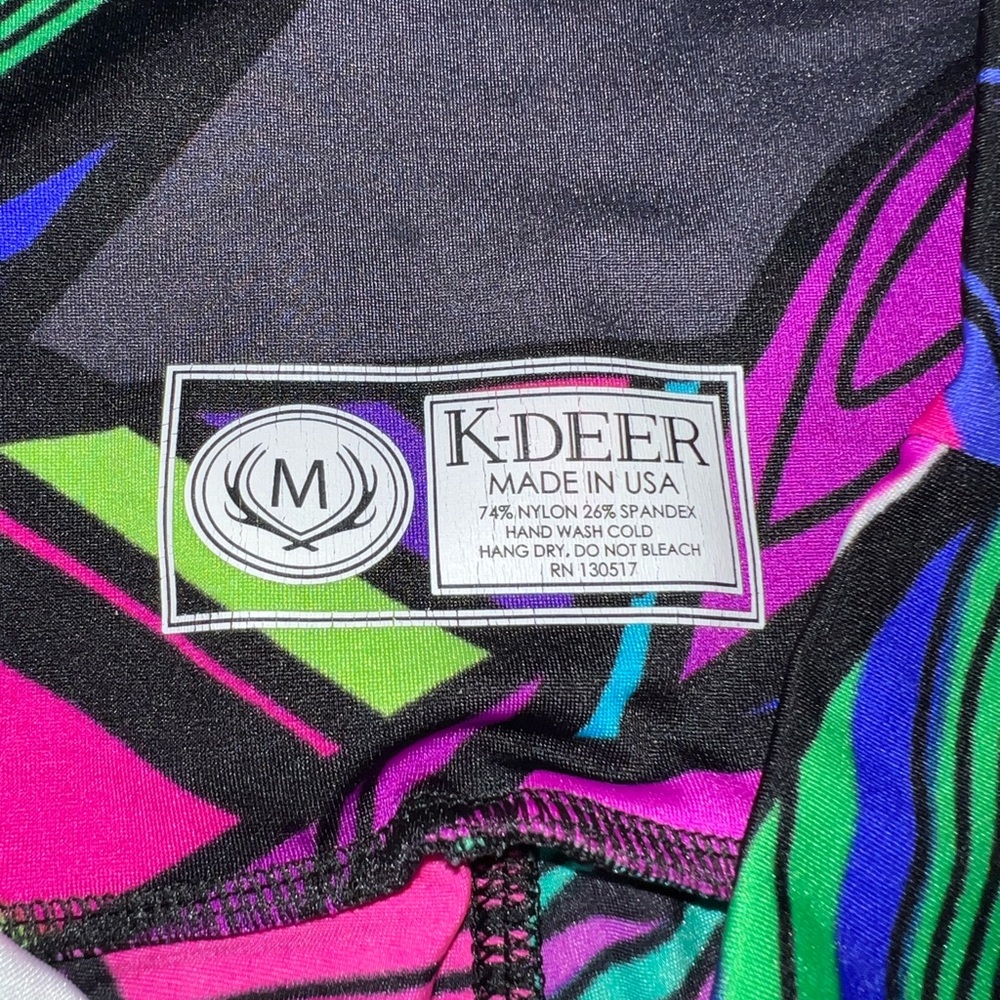 K-DEER WOMEN’S high waist geometric colorful pattern size MEDIUM 18” inseam - Picture 6 of 6